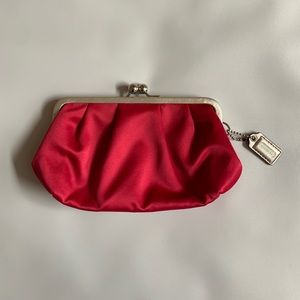 Coach | Kisslock Pink & Silver Silk Clutch